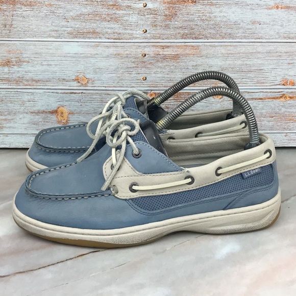 L.L. Bean Women's 2-eye Lakeside Boat Shoes in Blue/Gray size 8W - Picture 2 of 9